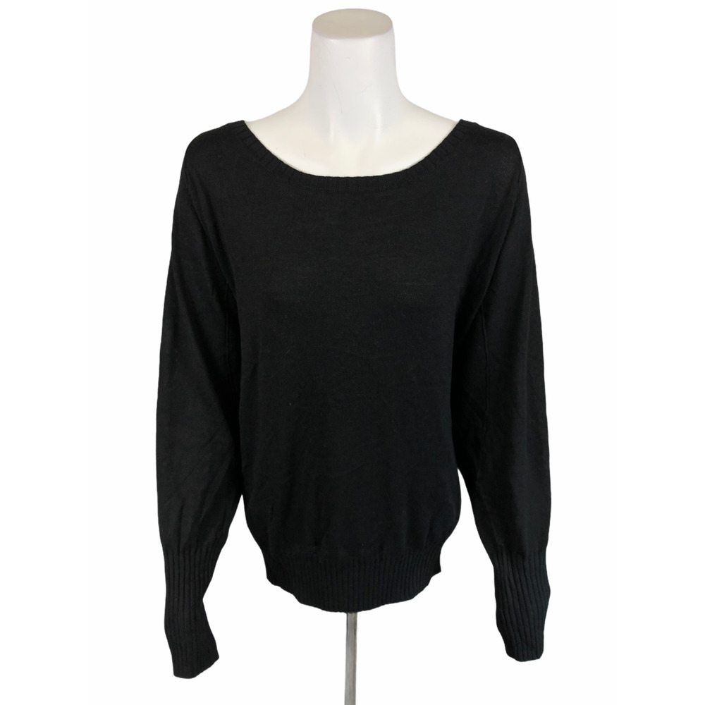 zuda Women's Pullover Unwind Seamed Sweater Top Solid Black X-Small Size